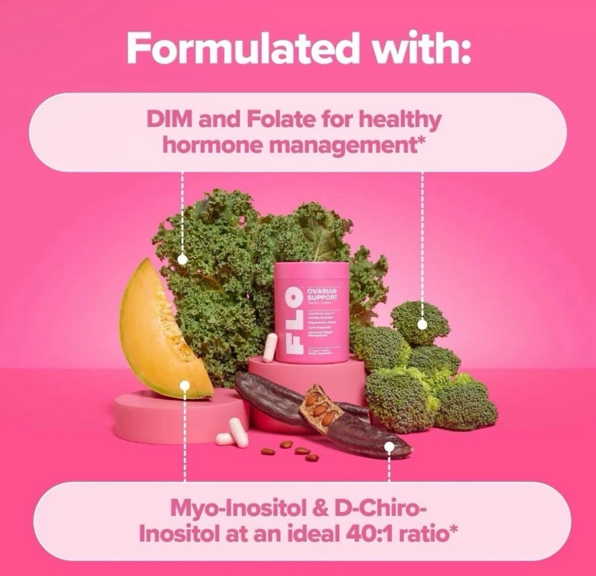 FLO Ovarian Support Vitamin Vegan Capsules Supplement - Hormone Balance